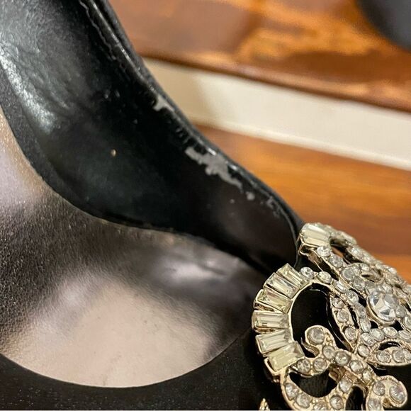 RSVP Dressy Closed Toe Pump Heels Black With Rhinestone Detail on Toe Size 5.5 - Picture 8 of 15